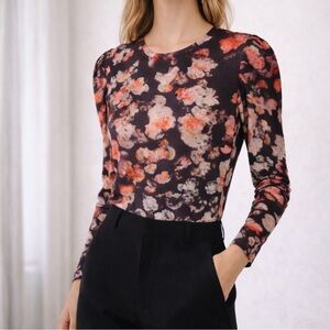 Sam & Lavi Floral Long Sleeve Top with puffed sleeves lightweight size Medium